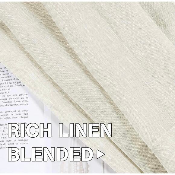 New Set of 2 H.VERSAILTEX Ivory Linen Nickel Grommet Curtain Panels - 52x54 - Picture 5 of 8